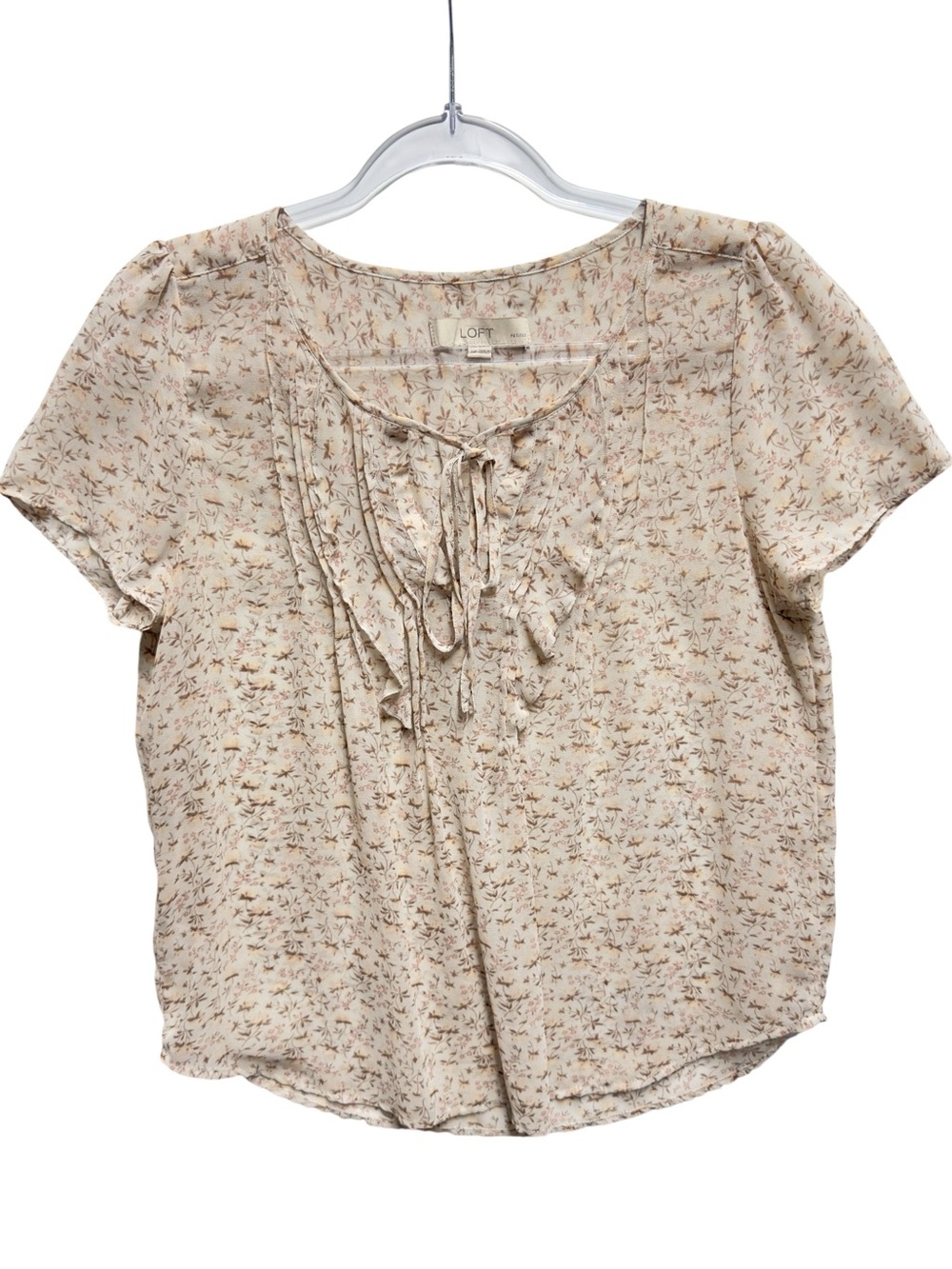 Silky Chiffon Y2K Knit Ruffle Toile Floral Bouquet Vines Blouse Top